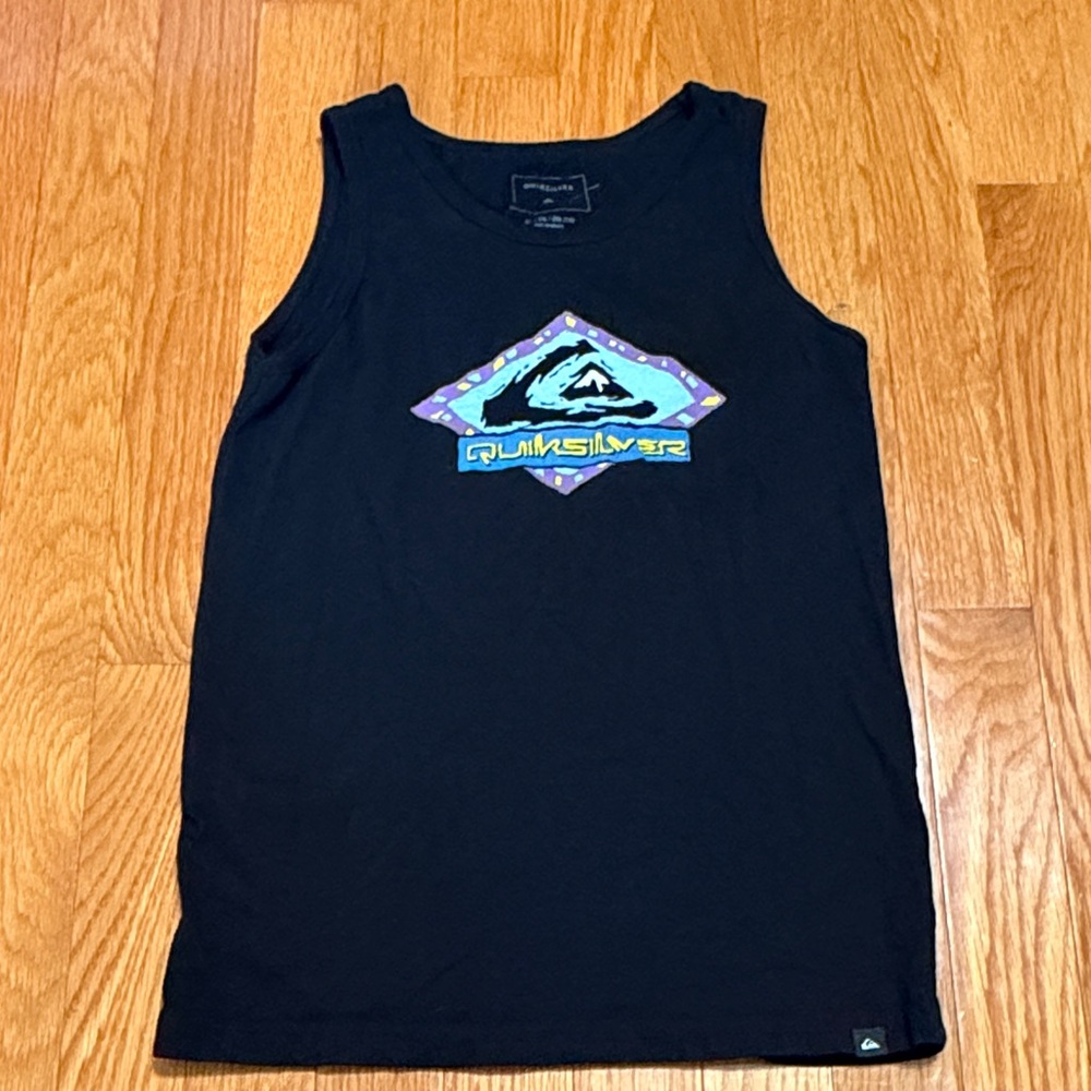 Quiksilver Black Tank Top with Teal & Purple Logo